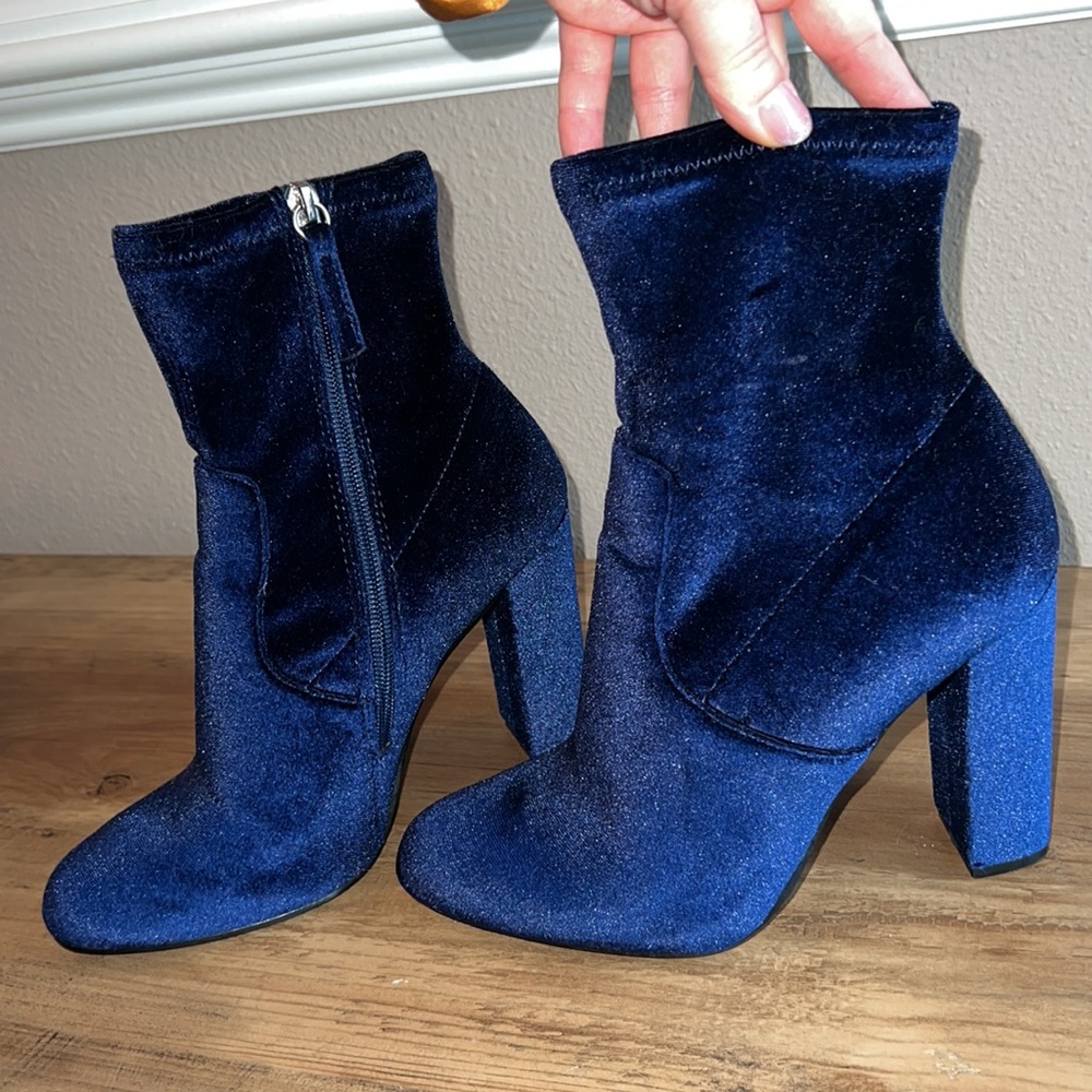 Steve Madden “Edit” Blue Velvet Boots
